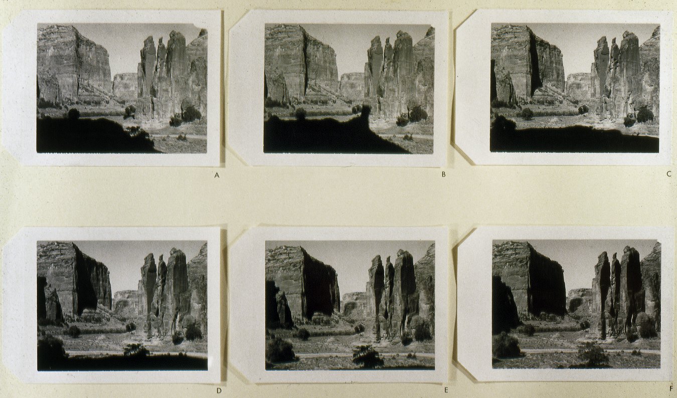 Polaroid photographs documenting changing light at Monument Rock, Canyon De Chelly, 1978.