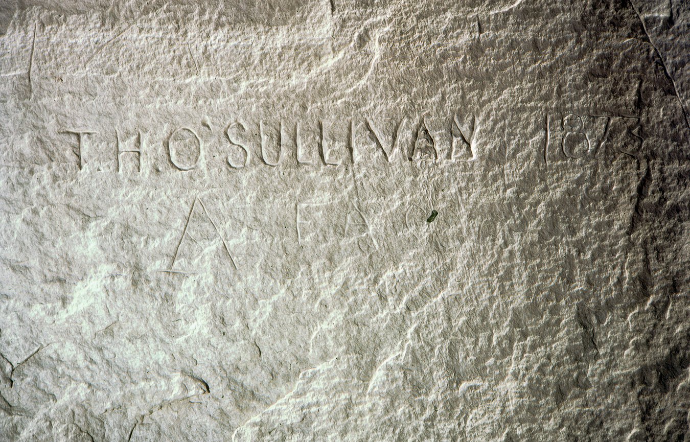 Where Timothy O’Sullivan carved his name in Inscription Rock, El Morro, New Mexico, 1973.