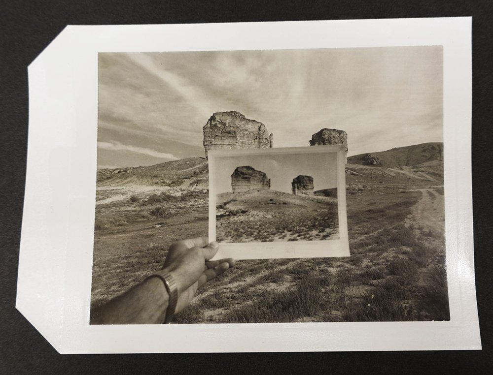 Checking the location of O’Sullivan’s Teapot Rock, Green River, Wyoming, 1978.